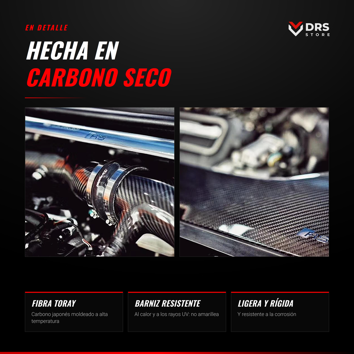 Admisión de carbono Audi RS3 8V y TT RS 8S: detalle del carbono
