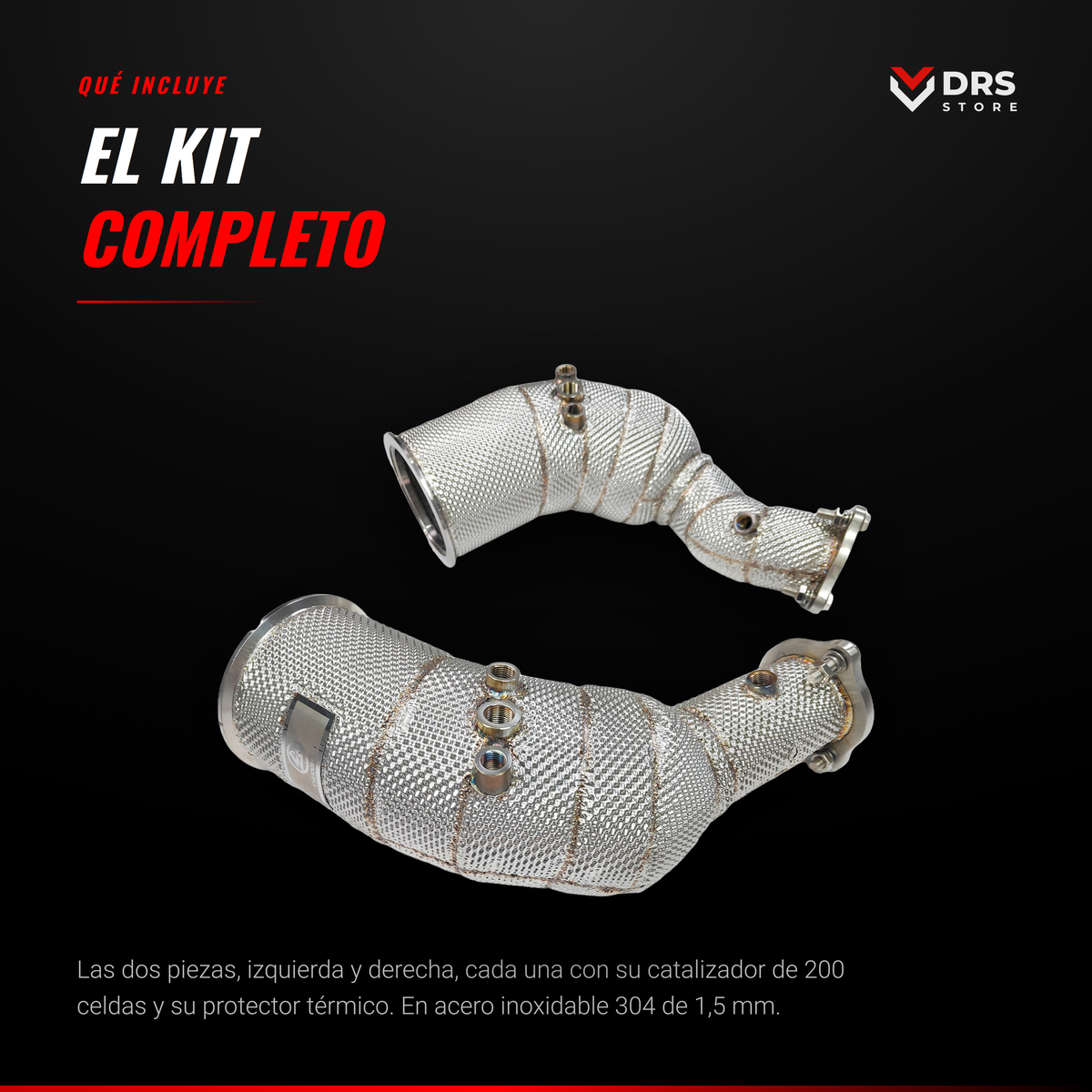Downpipe Catted Audi RS4 y RS5 B9.5: las dos piezas del kit