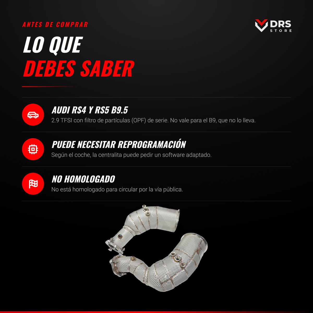 Downpipe Catted Audi RS4 y RS5 B9.5: lo que debes saber