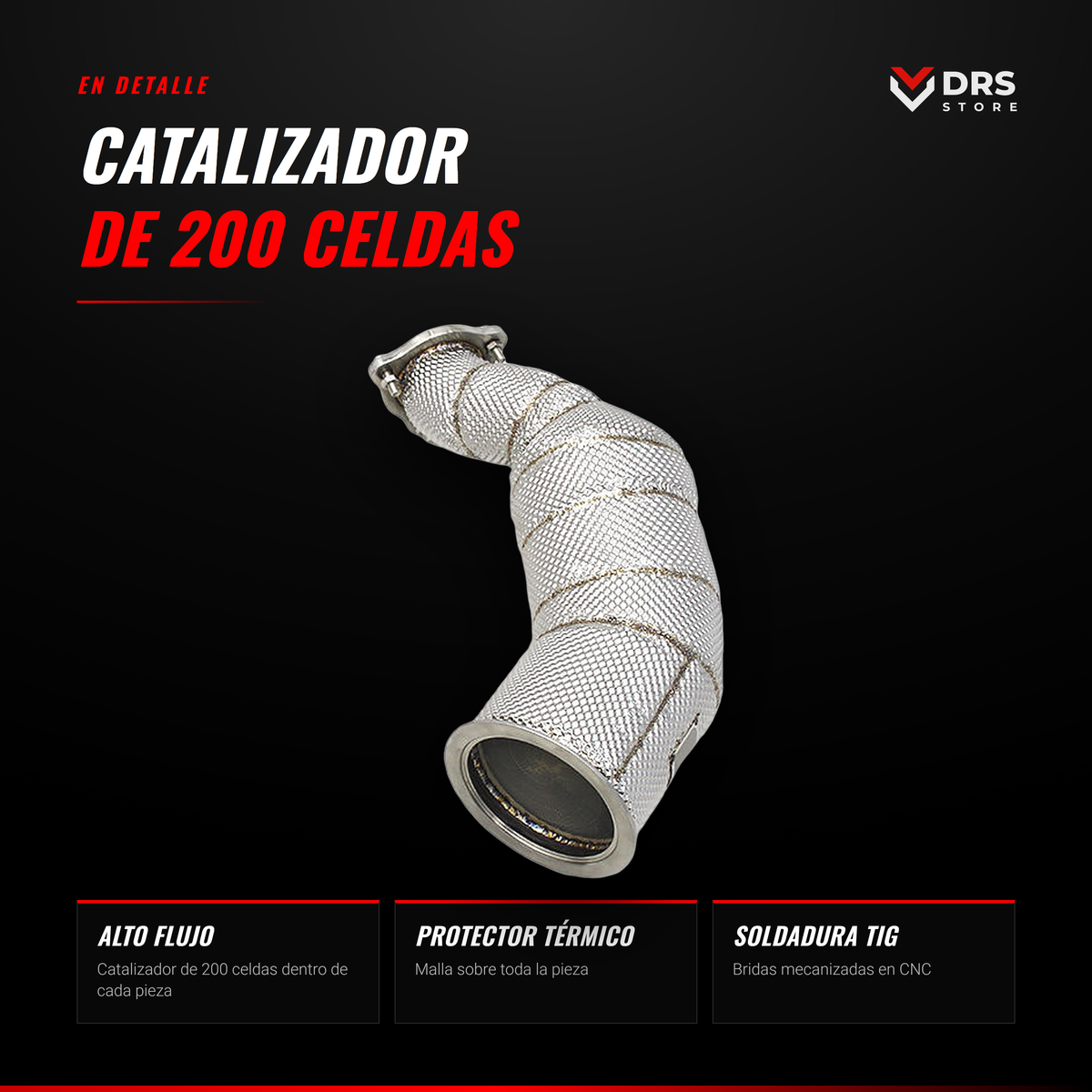 Downpipe Catted Audi RS4 y RS5 B9: catalizador de 200 celdas