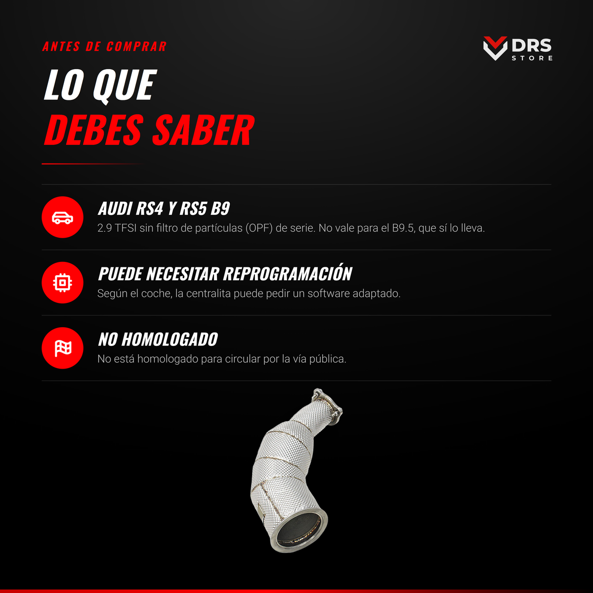 Downpipe Catted Audi RS4 y RS5 B9: lo que debes saber