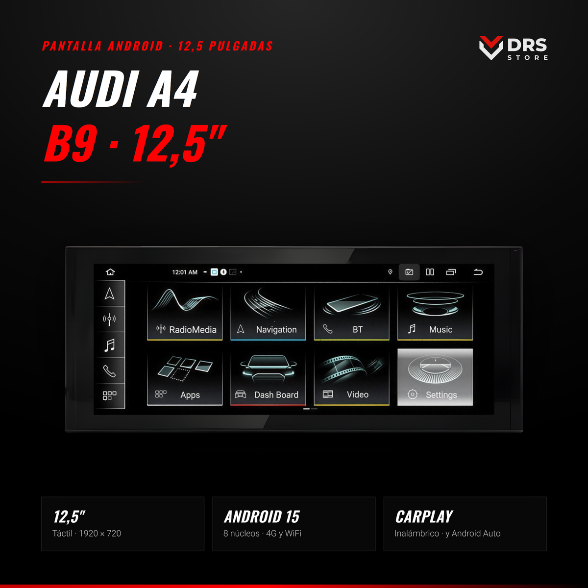 Pantalla Android Audi A4 B9 y A5 F5 12,5"
