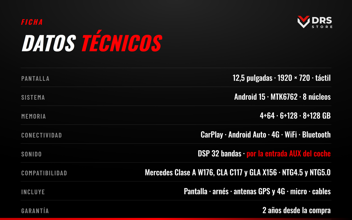 Pantalla Android Mercedes Clase A W176, CLA C117 y GLA X156 12,5", foto 4
