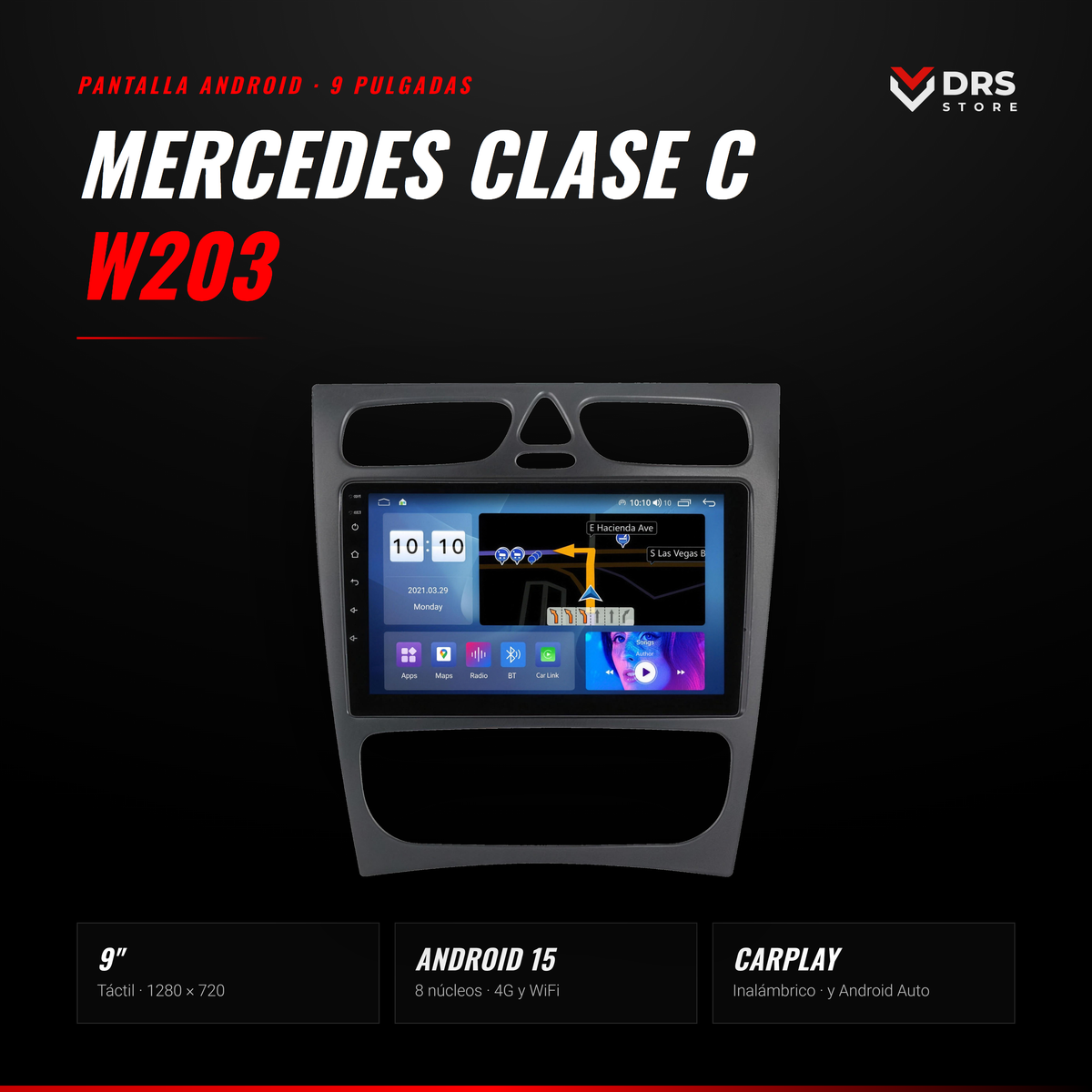 Pantalla Android Mercedes Clase C W203 y CLK W209