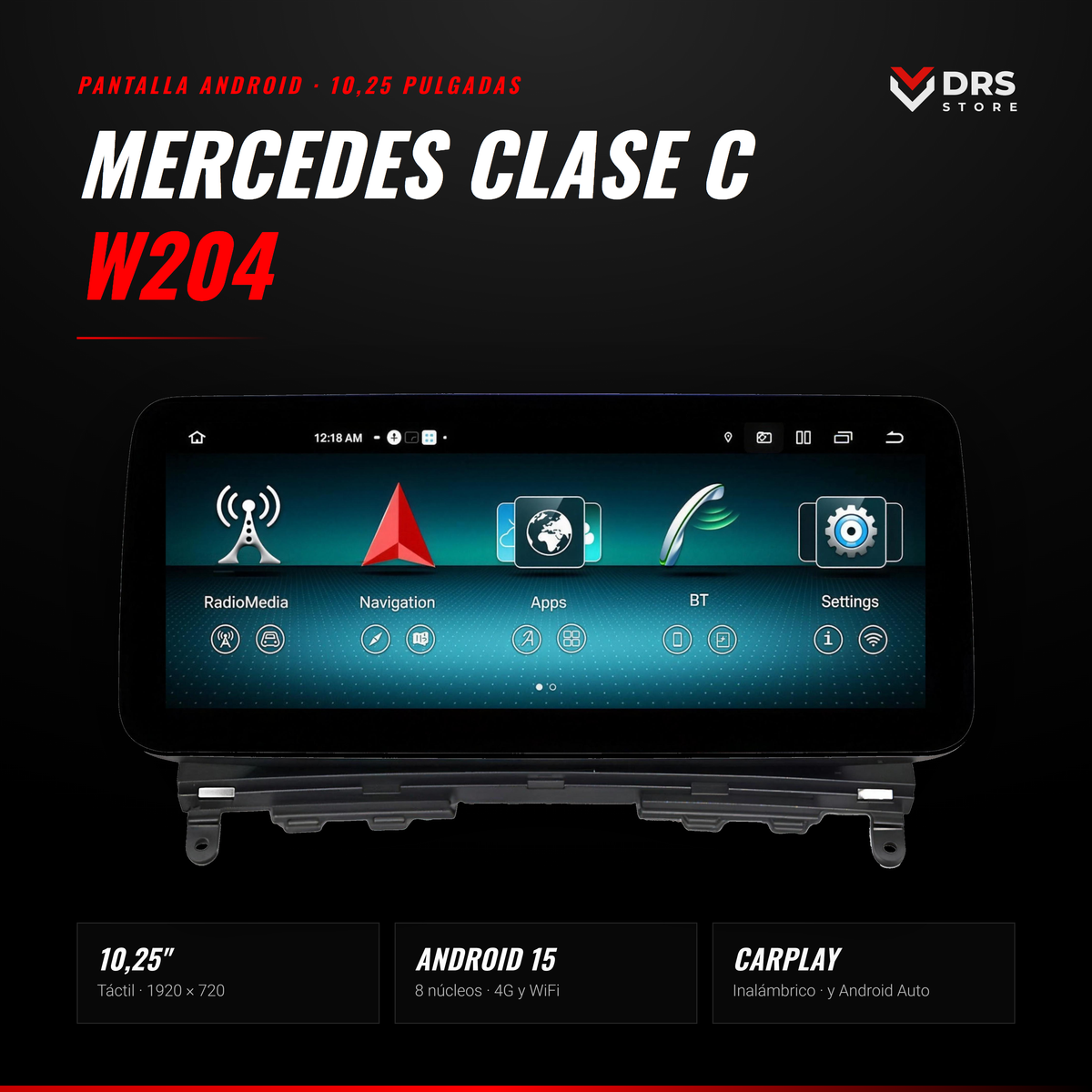 Pantalla Android Mercedes Clase C W204