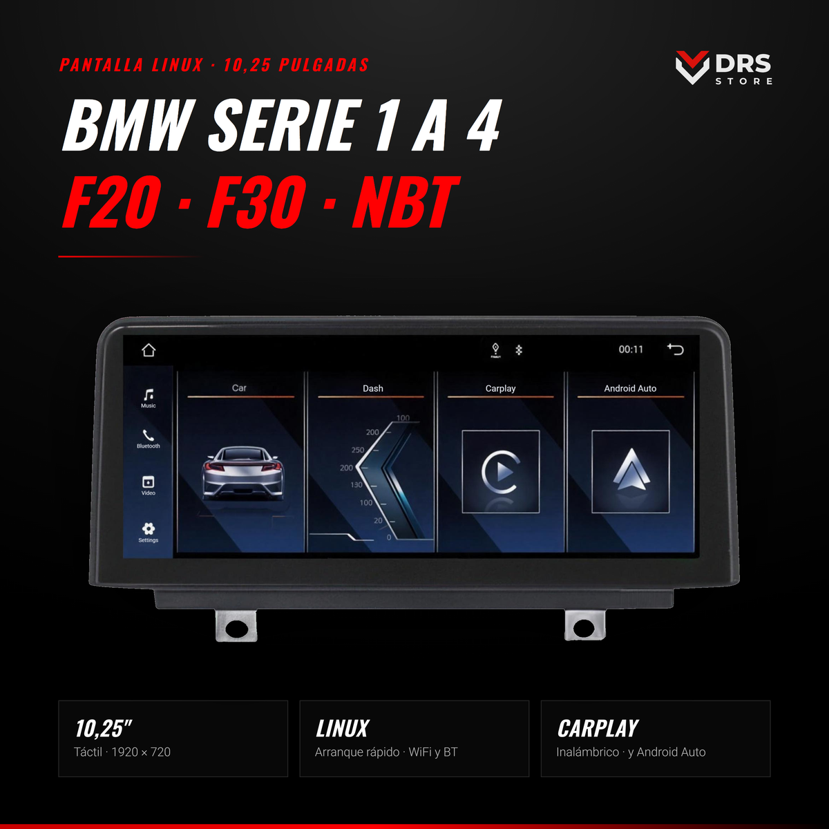 Pantalla Linux BMW Serie 1 F20, Serie 2 F22, Serie 3 F30 y Serie 4 F32