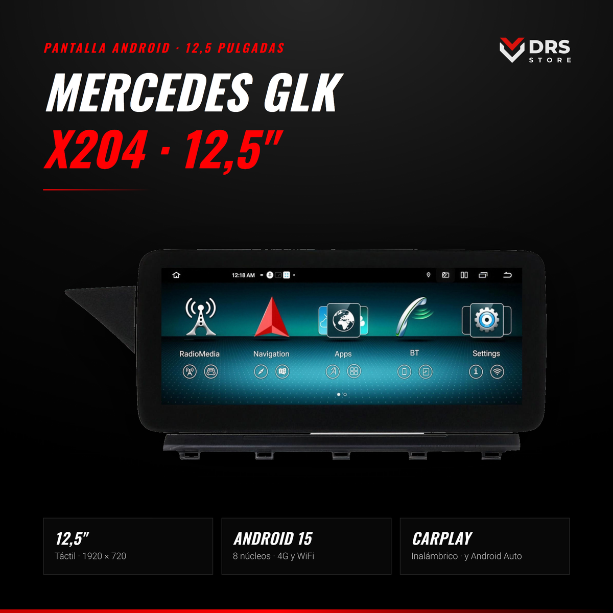 Pantalla Android Mercedes GLK X204 12,5"