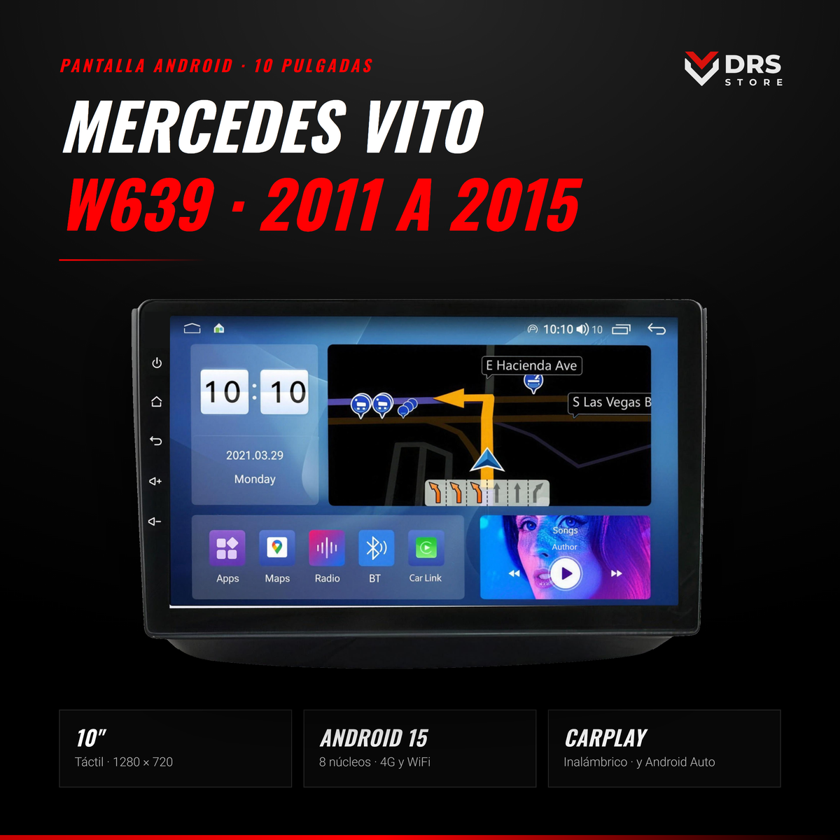 Pantalla Android Mercedes Vito y Viano W639