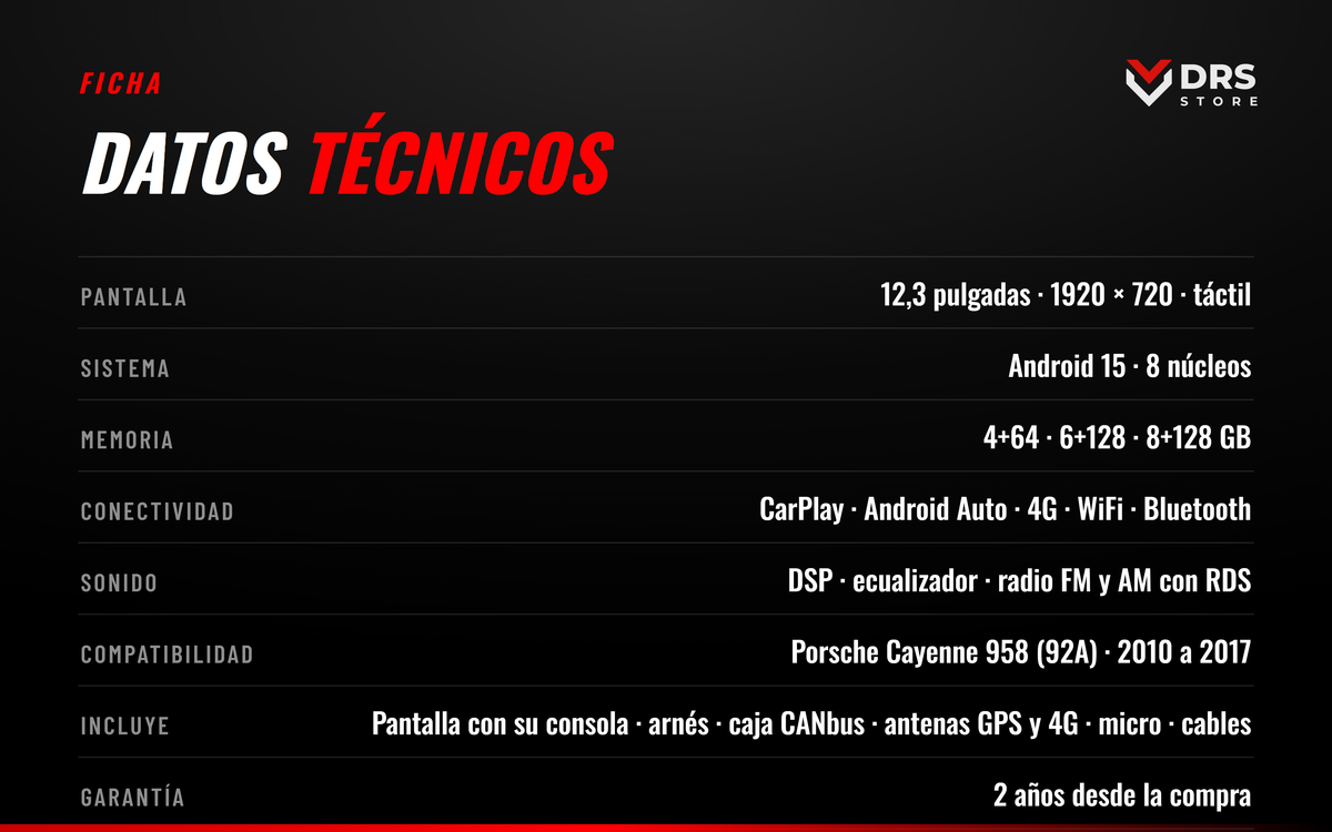Pantalla Android Porsche Cayenne 958 12,3", foto 4