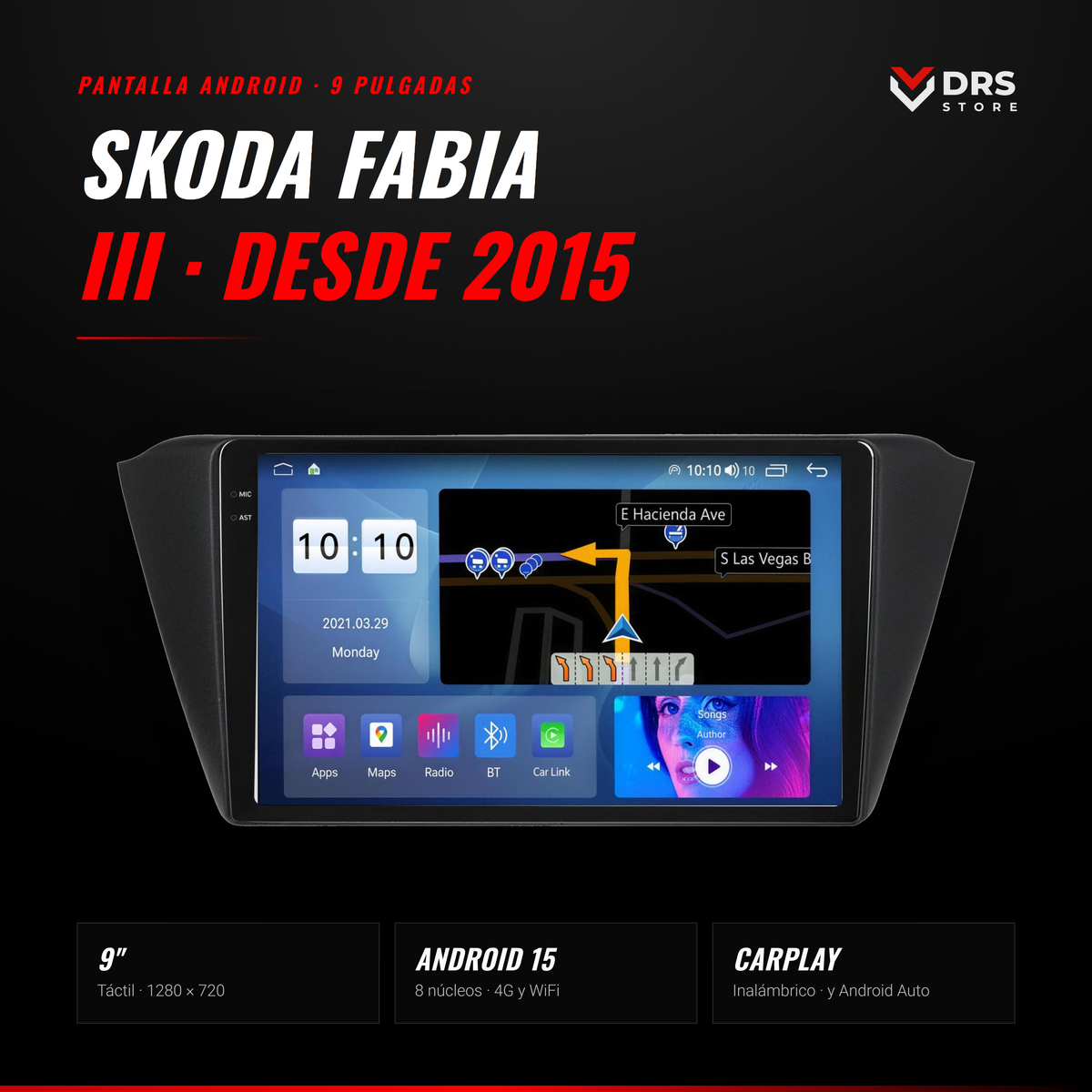 Pantalla Android Skoda Fabia III