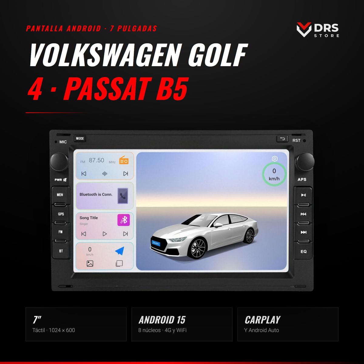 Pantalla Android Volkswagen Golf 4, Passat B5, Polo y T5 7"