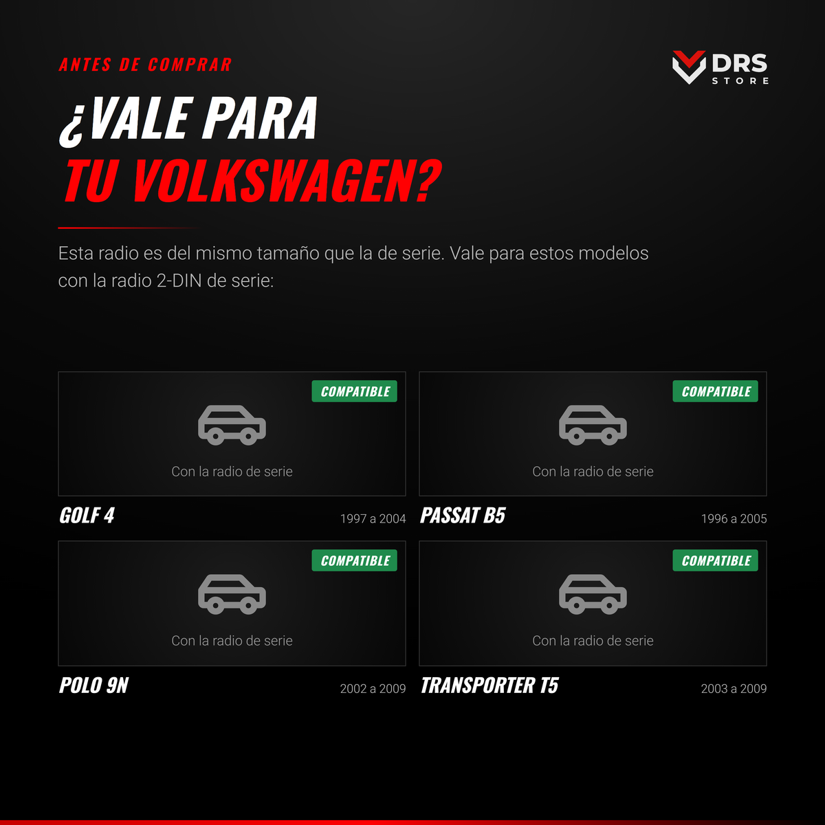 Pantalla Android Volkswagen Golf 4, Passat B5, Polo y T5 7"