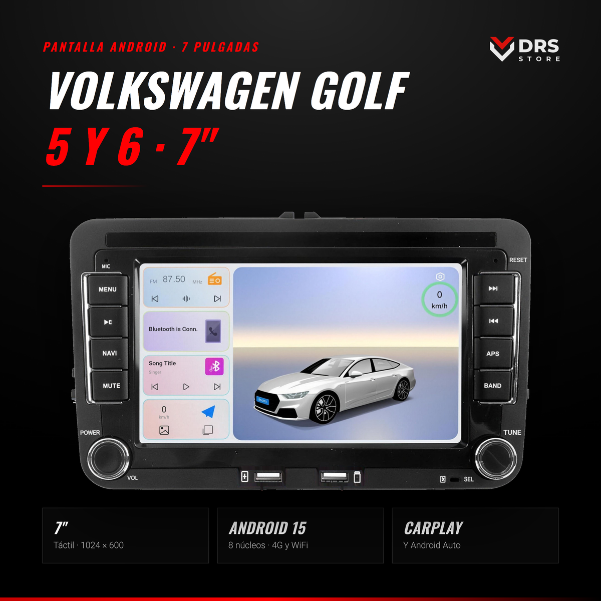 Pantalla Android Volkswagen Golf 5 y 6, Jetta, Passat B6 y B7, Passat CC y Polo 7"