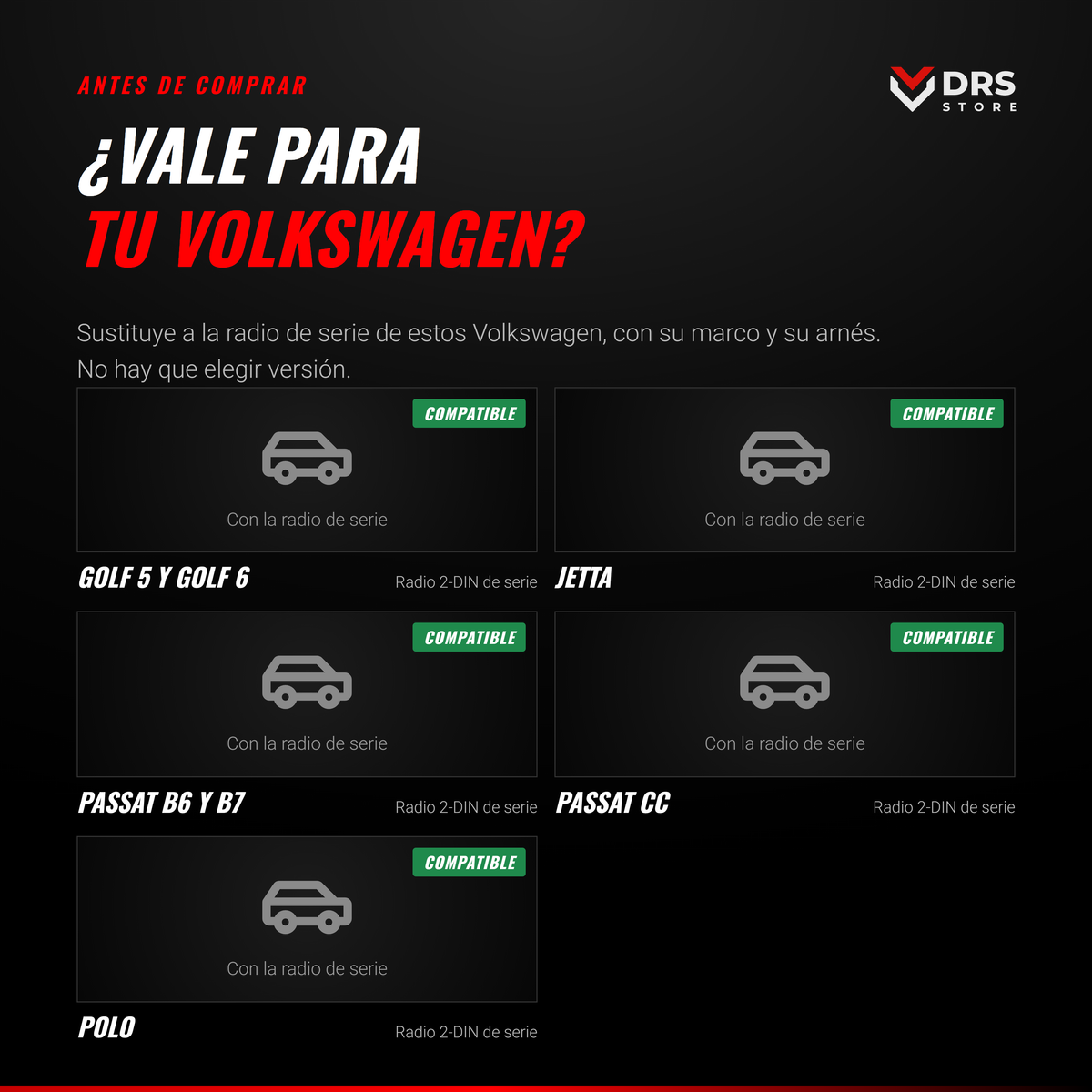 Pantalla Android Volkswagen Golf 5 y 6, Jetta, Passat B6 y B7, Passat CC y Polo 7"