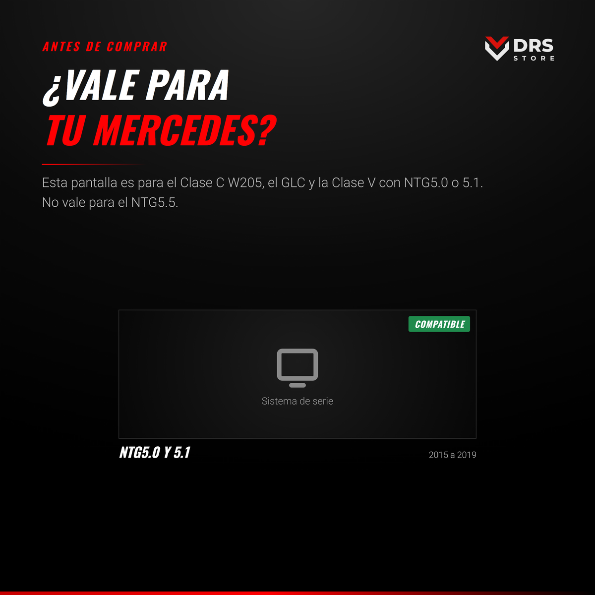 Pantalla Linux Mercedes Clase C W205, GLC X253 y Clase V W447