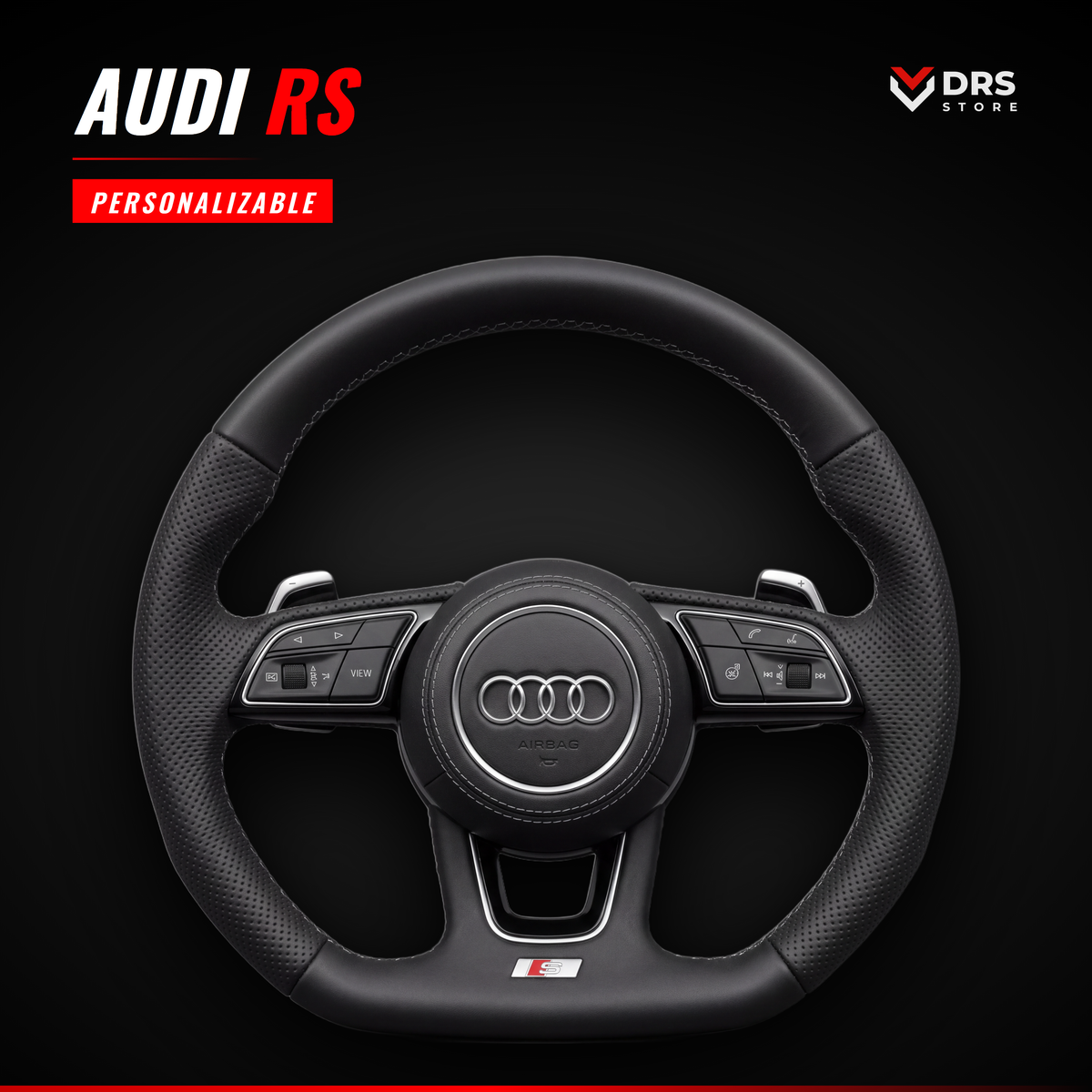 Volante Audi RS en cuero negro con levas de aluminio